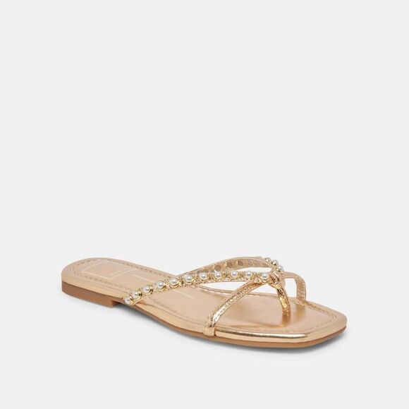 Dolce Vita LUCCA PEARL SANDALS GOLD PEARLS - Picture 2 of 5